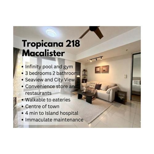 Downtown George Town Apartment | Tropicana 218 Macalister Georgetown Modern 3BR Suites with Infinity Pool #Near Island Hospital Eateries Convenience Store