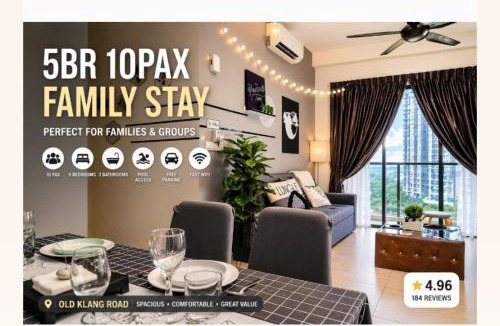 Kampung Pasir Apartment | 10 Pax Family Suite Old Klang Road Near Mid Valley Megamall Kuala Lumpur Spacious 121sqm City View