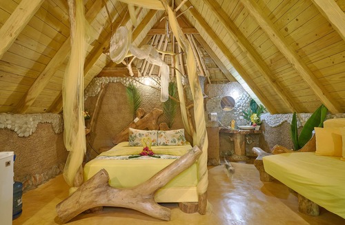 Las Galeras Cabin | Honeymoon yellow-sun cabin #3, at Chalet Tropical bio-hotel