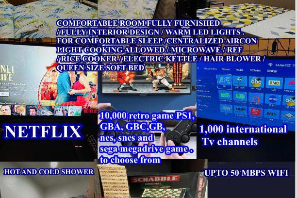 Diliman Apartment | Staycation residences hotel quality transient Netflix wifi international cable tv hi speed fiber internet sanitize