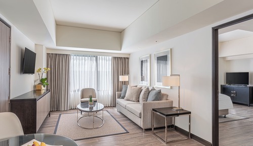 1 King Bed, One-Bedroom Larger Suite with Bathtub and Living Area