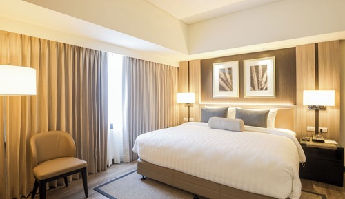 1 King Bed and Bunk Bed, Family Room with Bathtub and Living Area